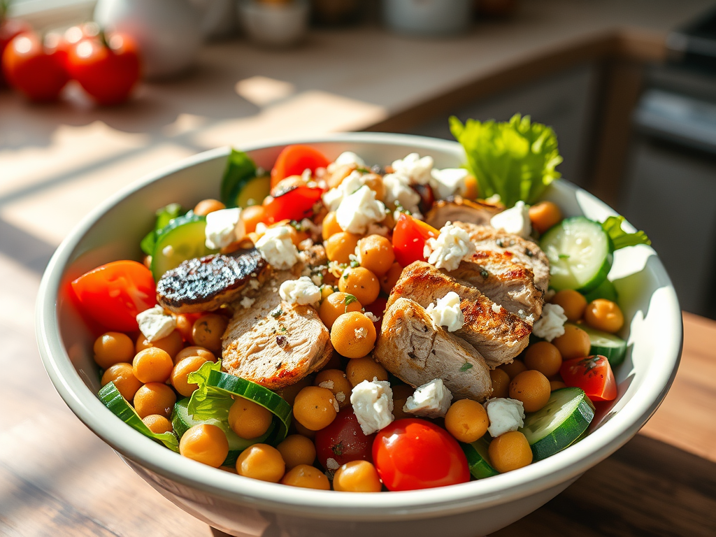 Quick and Easy Greek Chicken & Chickpea Salad for&nbsp;One