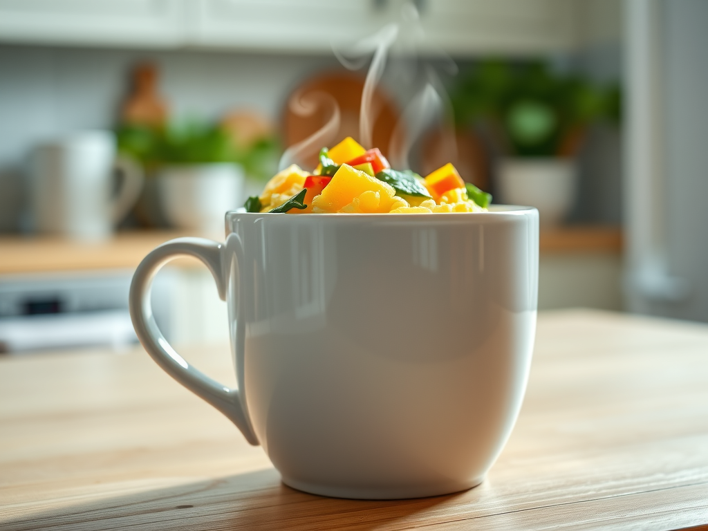 Egg & Veggie Mug Scramble: Breakfast (or Dinner) in a&nbsp;Mug