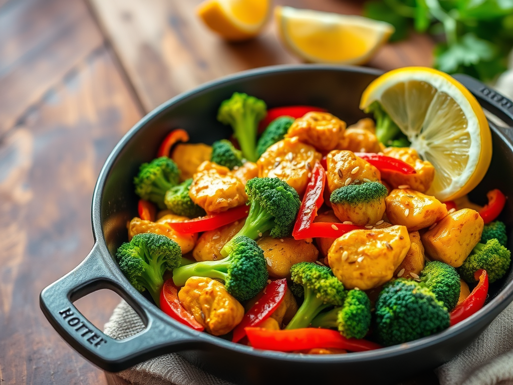 Turmeric Chicken Stir-Fry with Broccoli and Red&nbsp;Capsicum