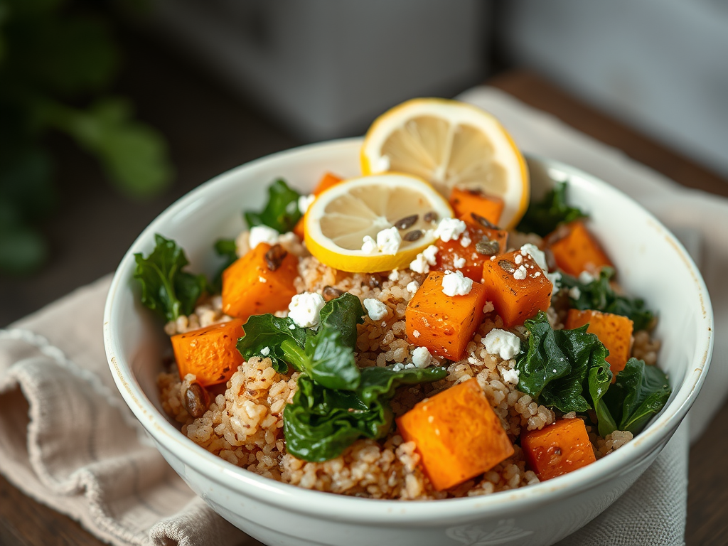 Warm Quinoa Bowl with Kale & Roasted&nbsp;Pumpkin