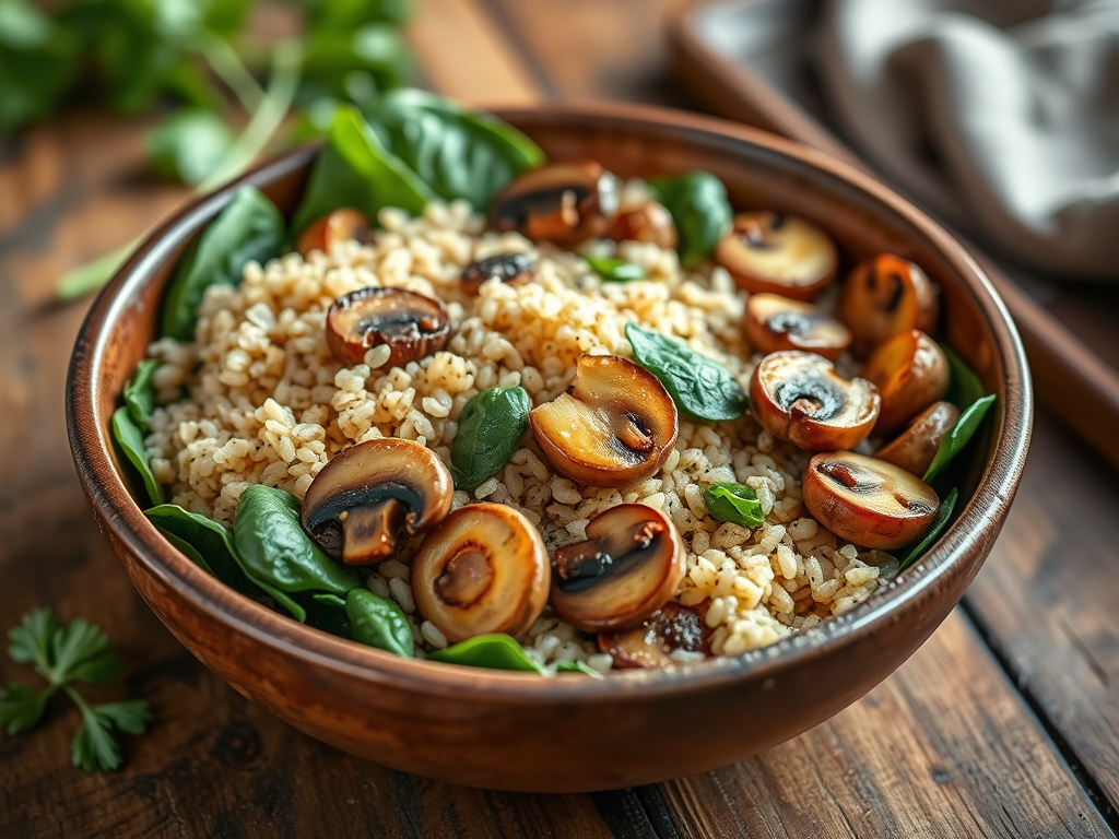 Garlic Mushroom Quinoa&nbsp;Bowl