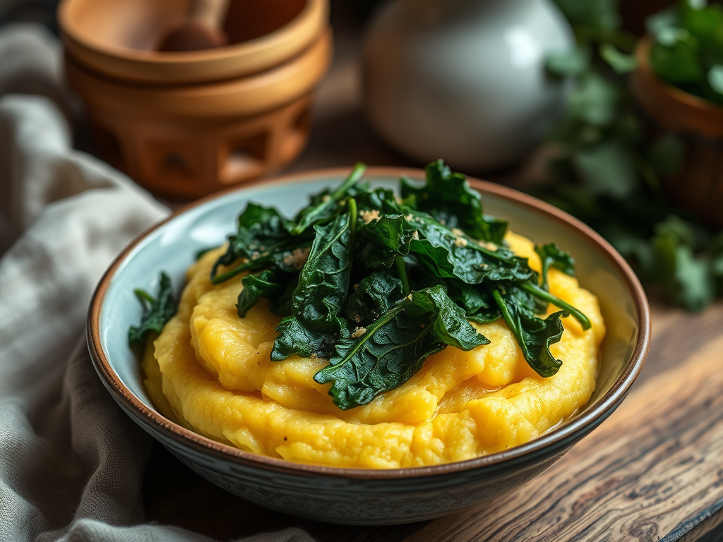 Soft Polenta with Steamed&nbsp;Greens