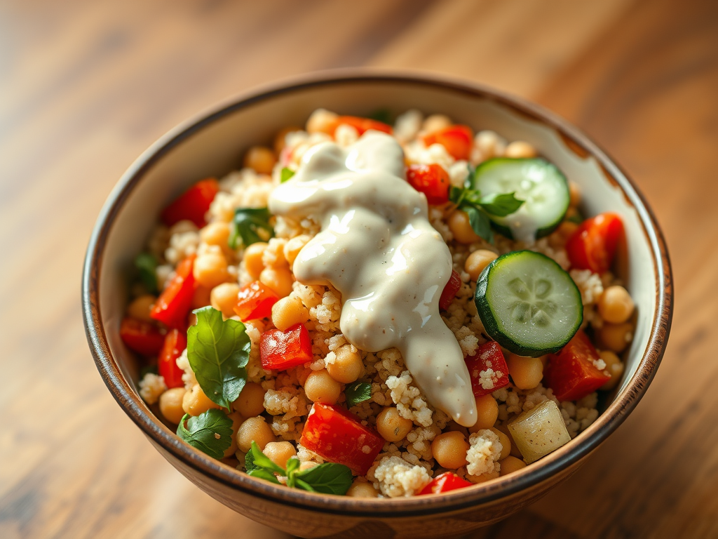 Spicy Couscous Salad with Chickpeas & Lemon-Tahini&nbsp;Dressing