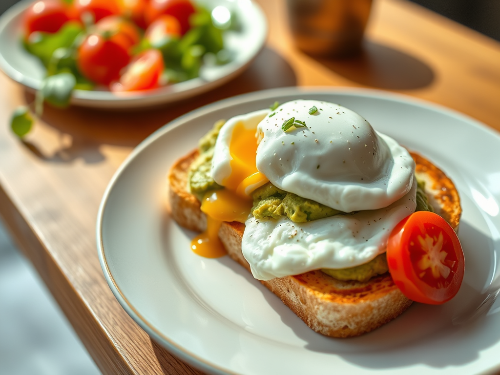 Avocado Toast with Poached Egg and Tomato&nbsp;Salad