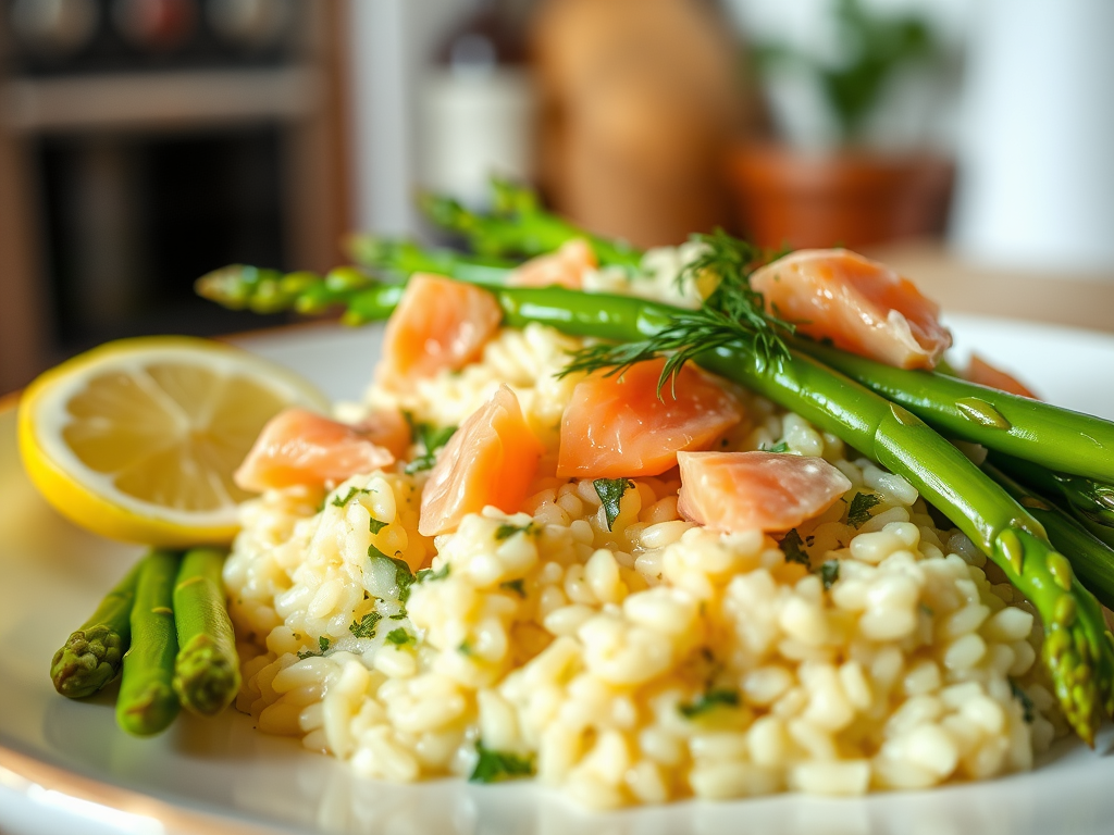 Smoked Salmon, Dill & Asparagus Risotto for&nbsp;One