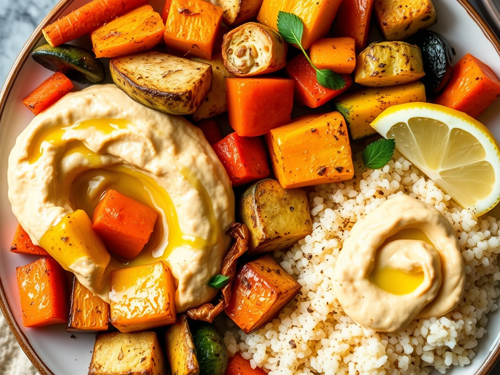 Roast Veg & Hummus Plate — A No-Fuss Solo Dinner with Big Mezze&nbsp;Energy