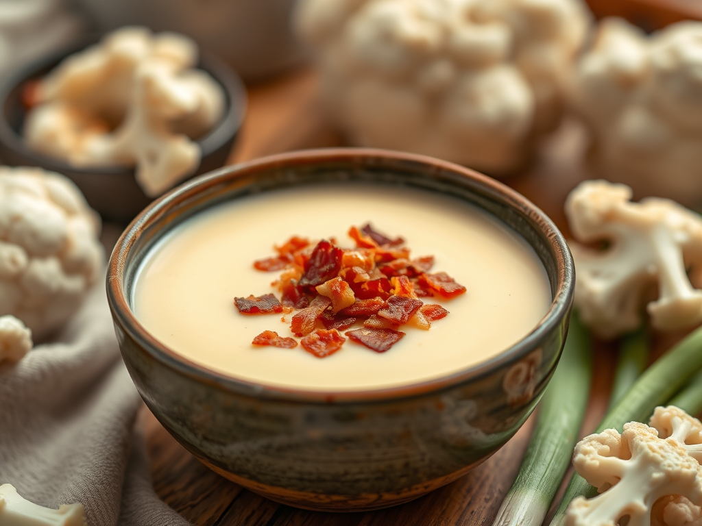 Creamy Cauliflower & Leek Soup with Bacon&nbsp;Crumbs
