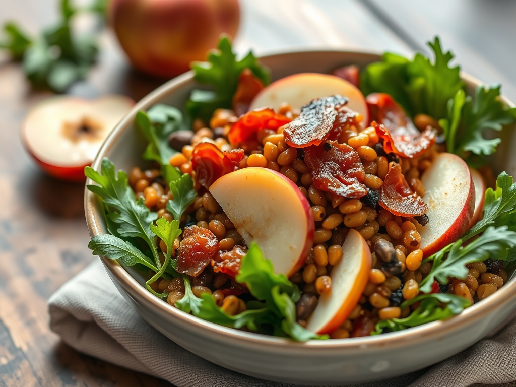 Warm Lentil, Apple & Bacon Salad (with Mustard&nbsp;Vinaigrette)