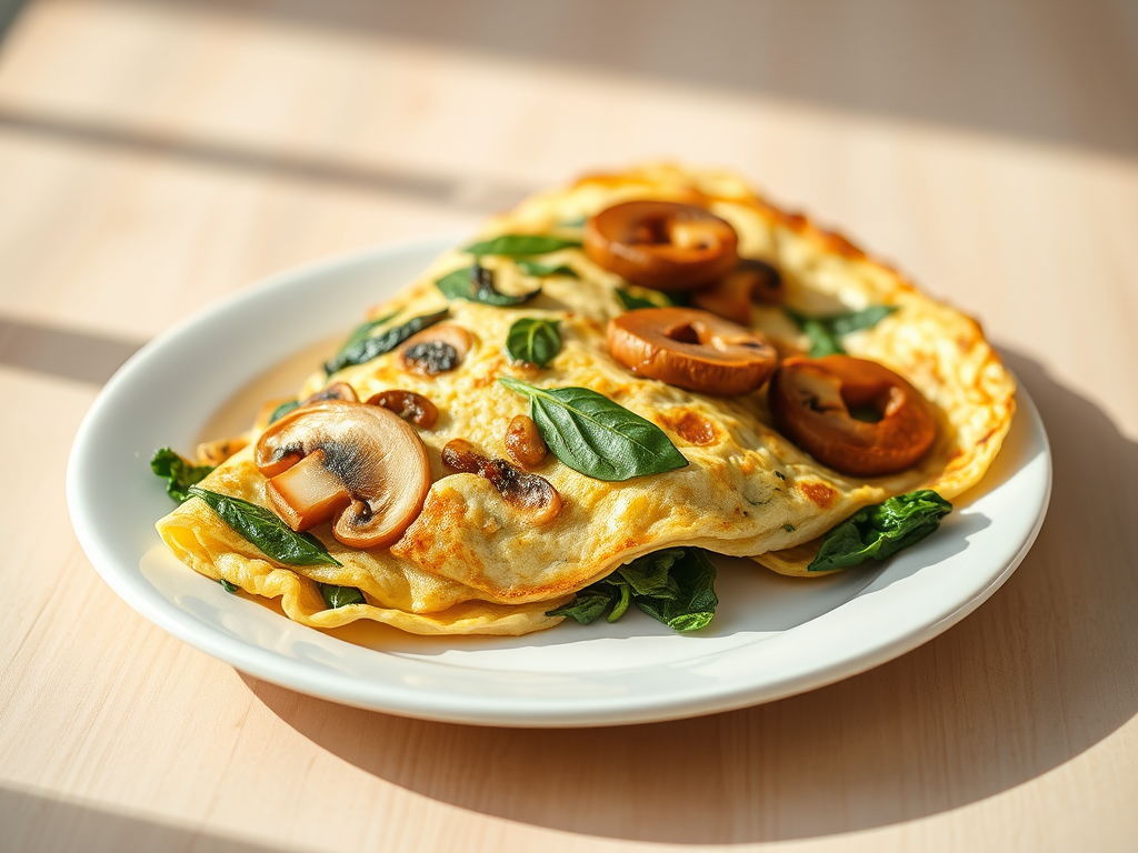 Savoury Spinach-Mushroom Omelette