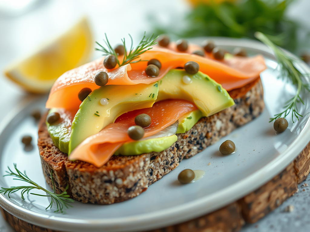 Smoked Salmon & Avocado on Dense Wholegrain&nbsp;Rye