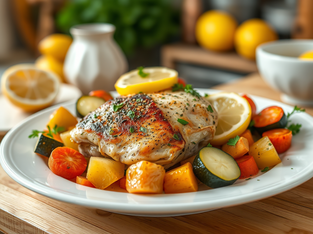 Lemon Herb Chicken with Vegetables (Slow Cooker, 1&nbsp;Serve)