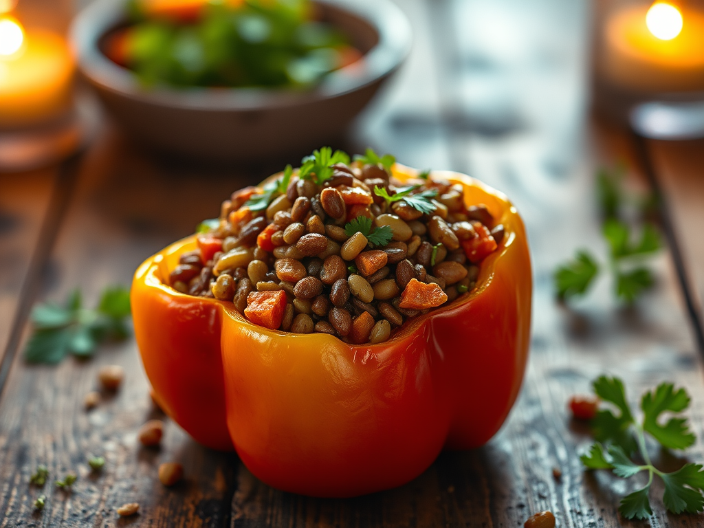 Spiced Lentil Stuffed&nbsp;Capsicum