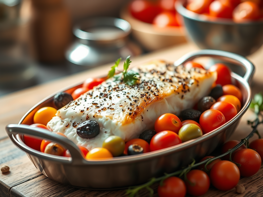 Baked Cod with Tomato, Olive & Caper Medley for&nbsp;One
