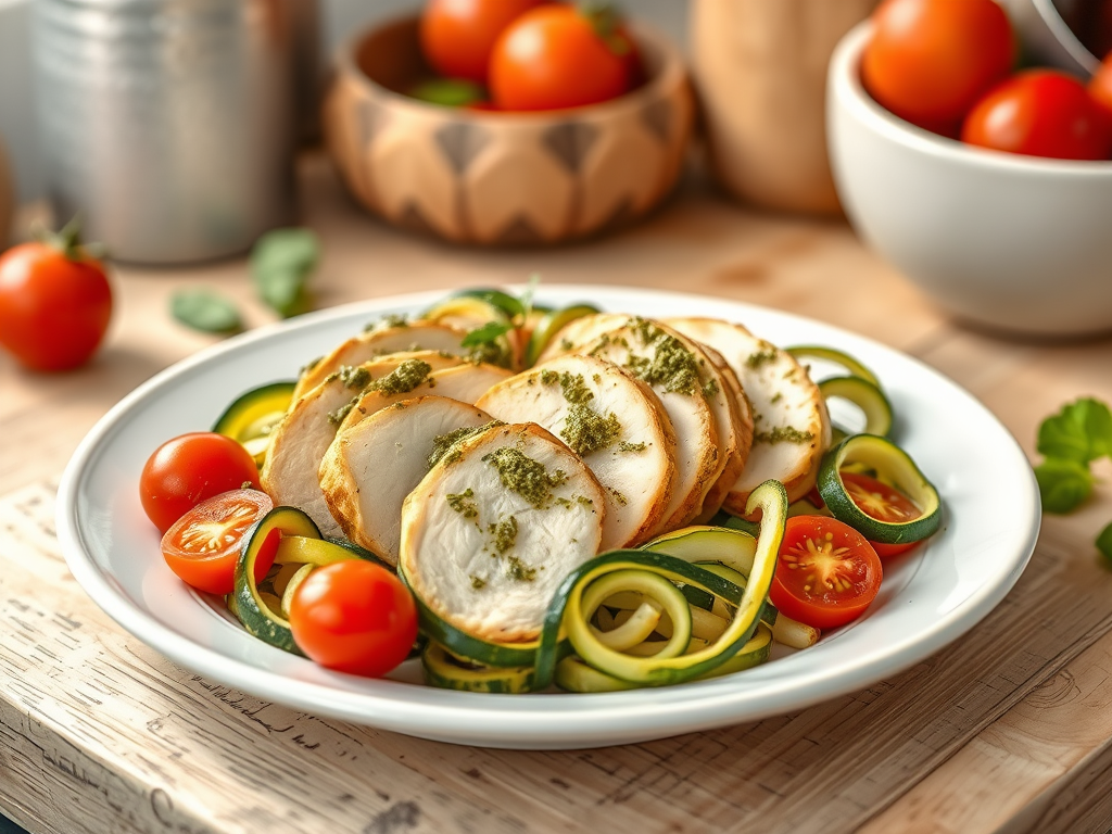Pesto Chicken with Zucchini Ribbons (Single&nbsp;Serve)