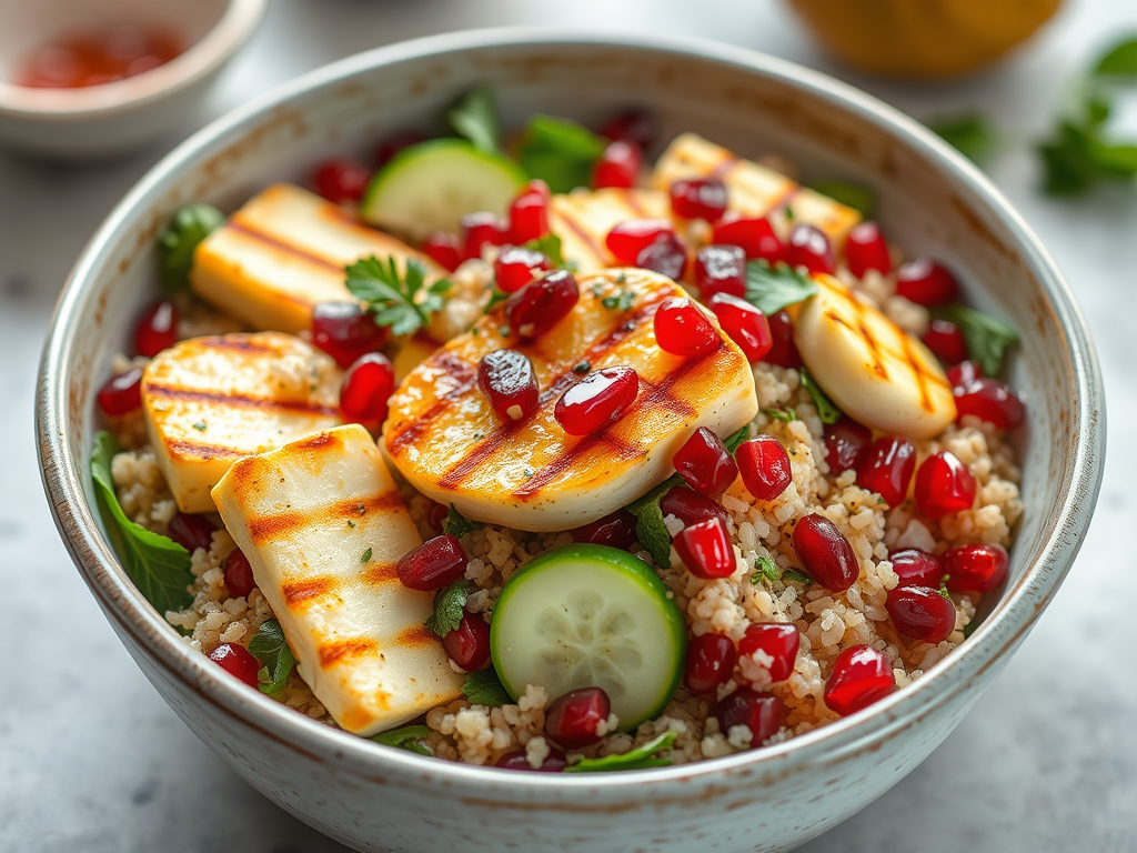 Grilled Halloumi & Quinoa Salad with Pomegranate&nbsp;(Single-Serve)