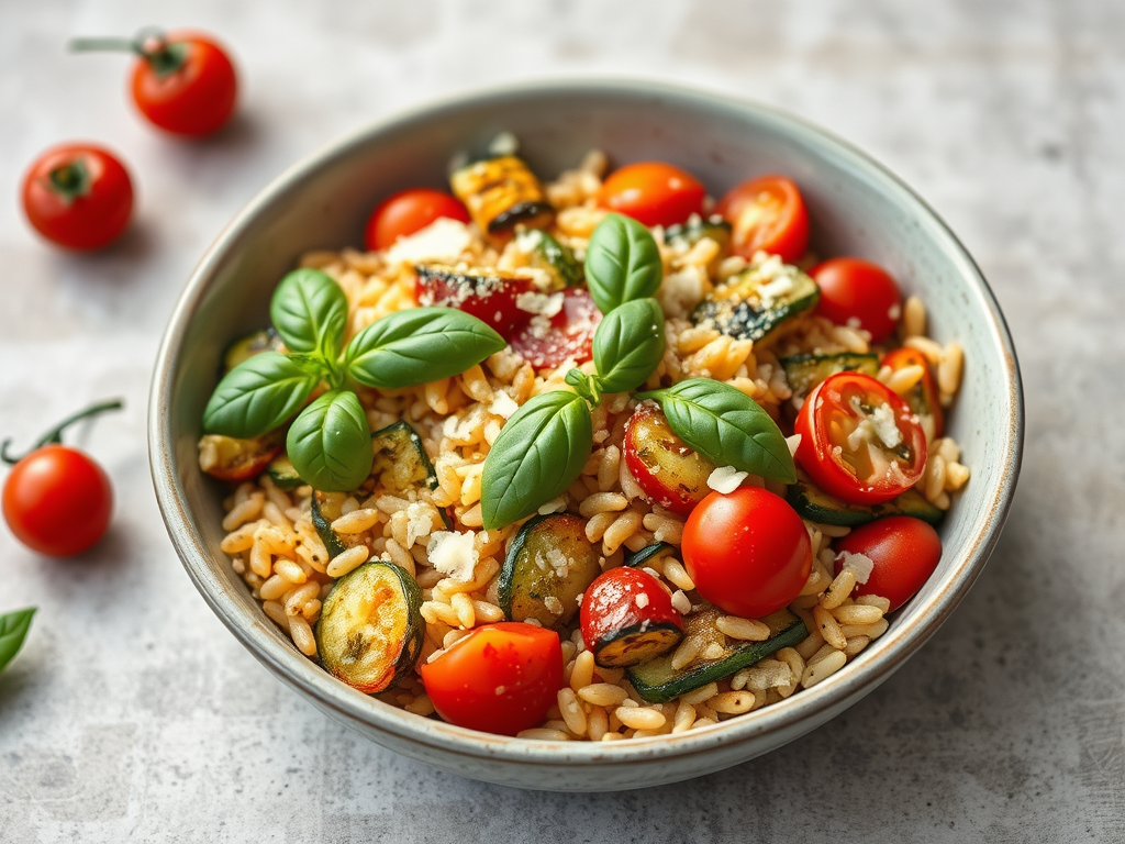 Orzo with Roasted Vegetables & Basil Pesto (For&nbsp;One)