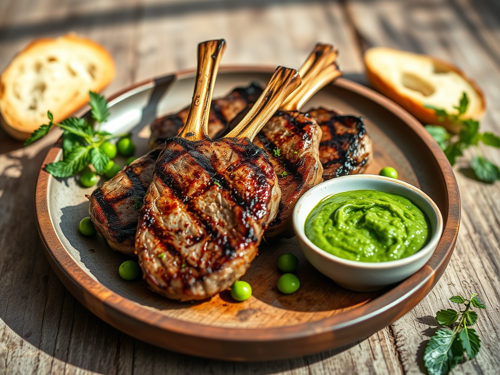 Grilled Lamb Cutlets with Pea & Mint Smash (Single&nbsp;Serve)