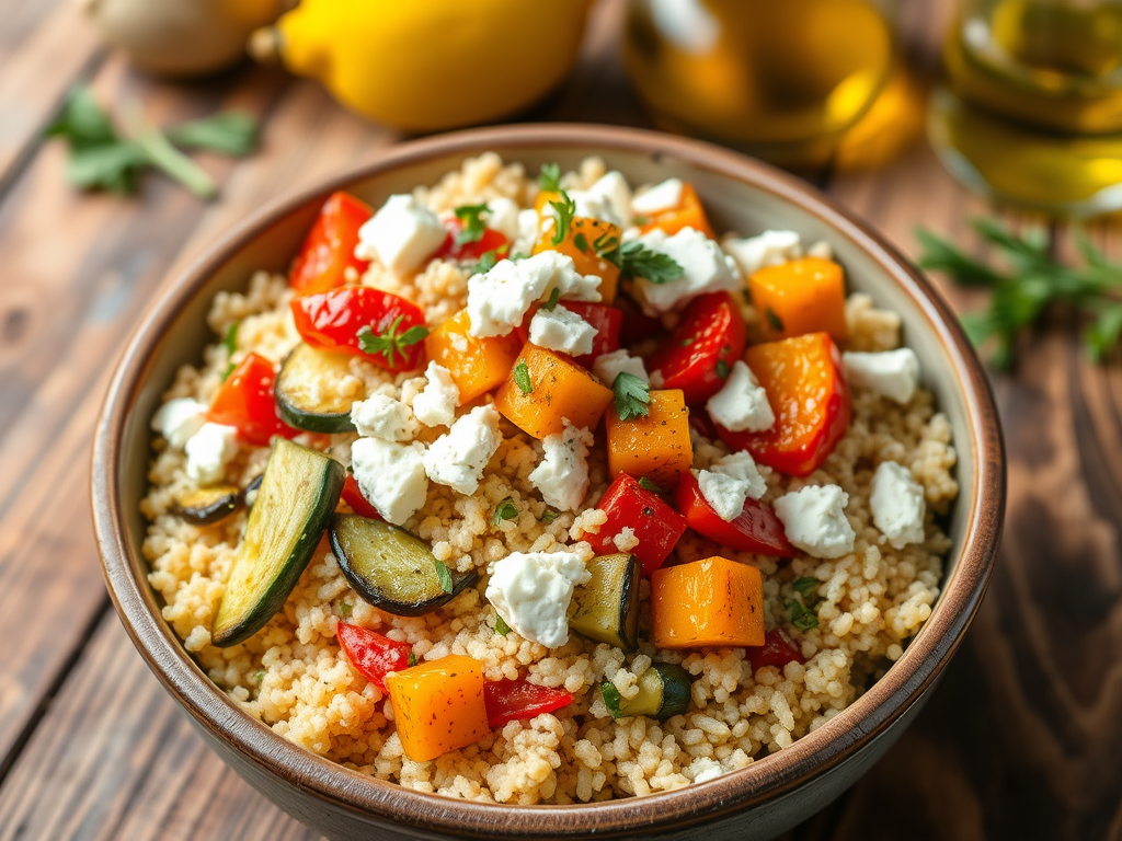 Couscous Salad with Roasted Veg & Feta (Single Serve, Leftovers-Friendly)