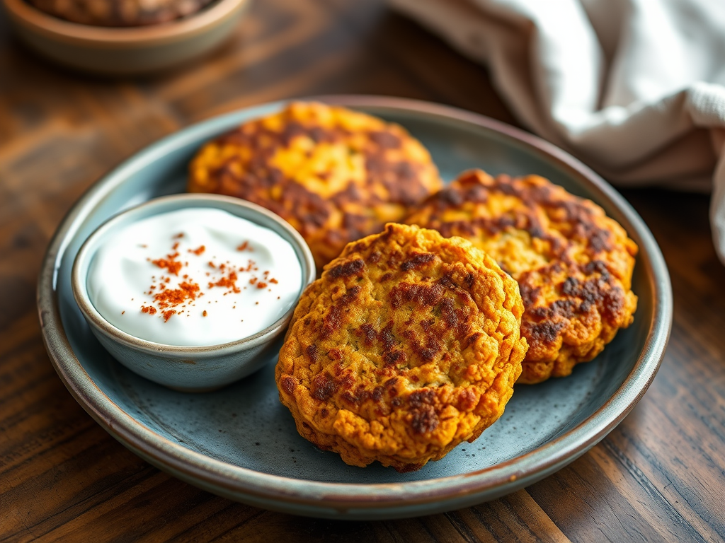 Spiced Carrot & Chickpea Patties with Yogurt Dip for&nbsp;One