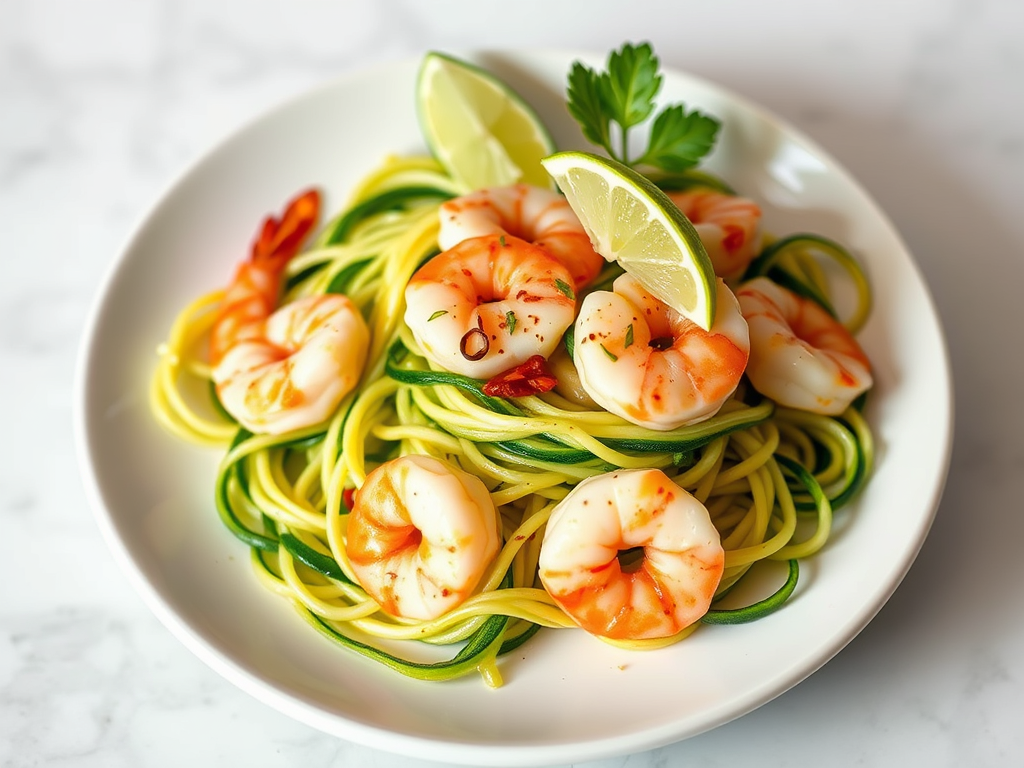Zucchini Noodles with Prawn & Garlic-Lime Sauce for&nbsp;One