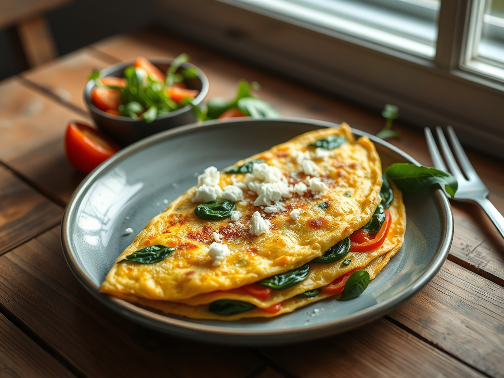 Vegetable Omelette with Feta &&nbsp;Spinach