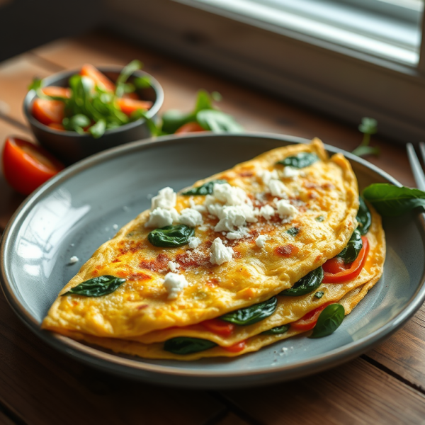 Vegetable Omelette with Feta &&nbsp;Spinach