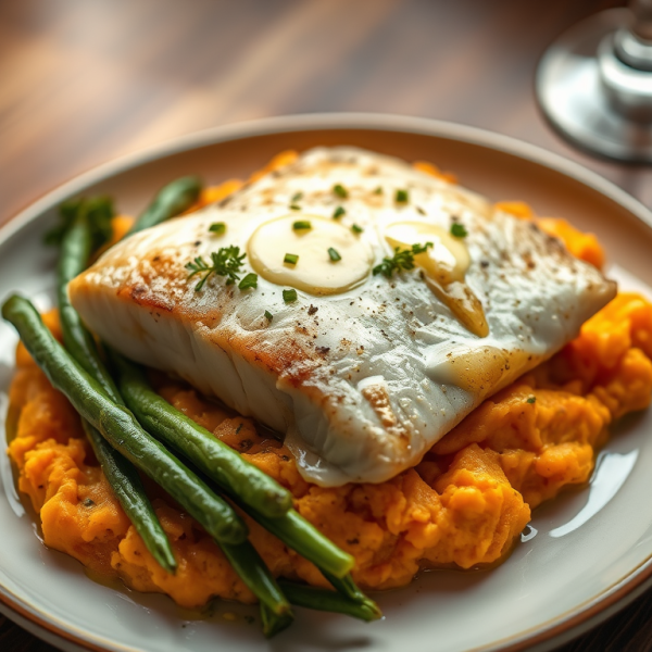 Lemon-Garlic Barramundi with Sweet Potato&nbsp;Mash