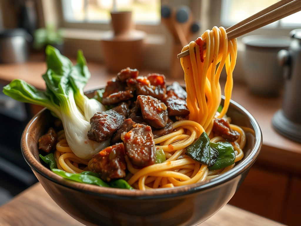 Black Pepper Beef Noodles with Bok&nbsp;Choy