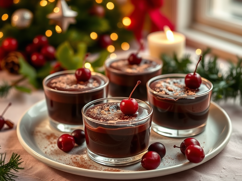 Chocolate Cherry Christmas Puddings for&nbsp;Four