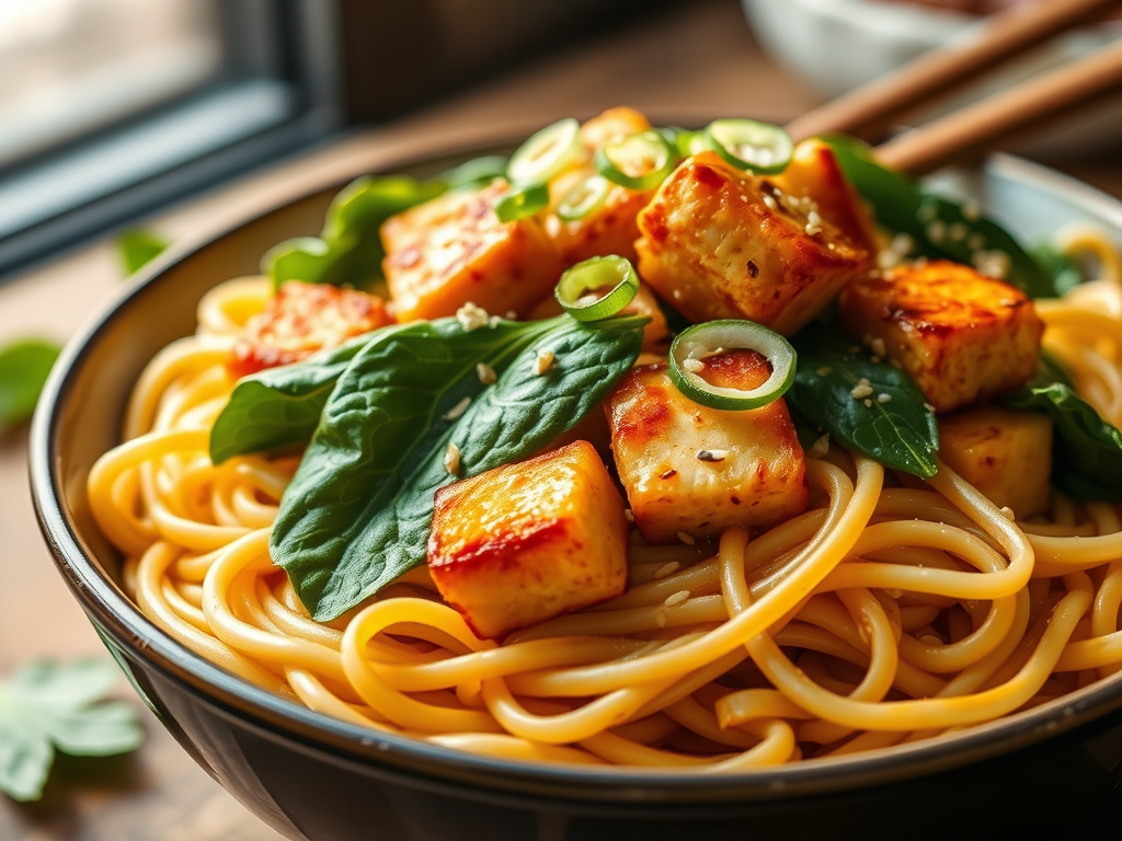 Creamy Spicy Sesame Tofu Noodles for&nbsp;One