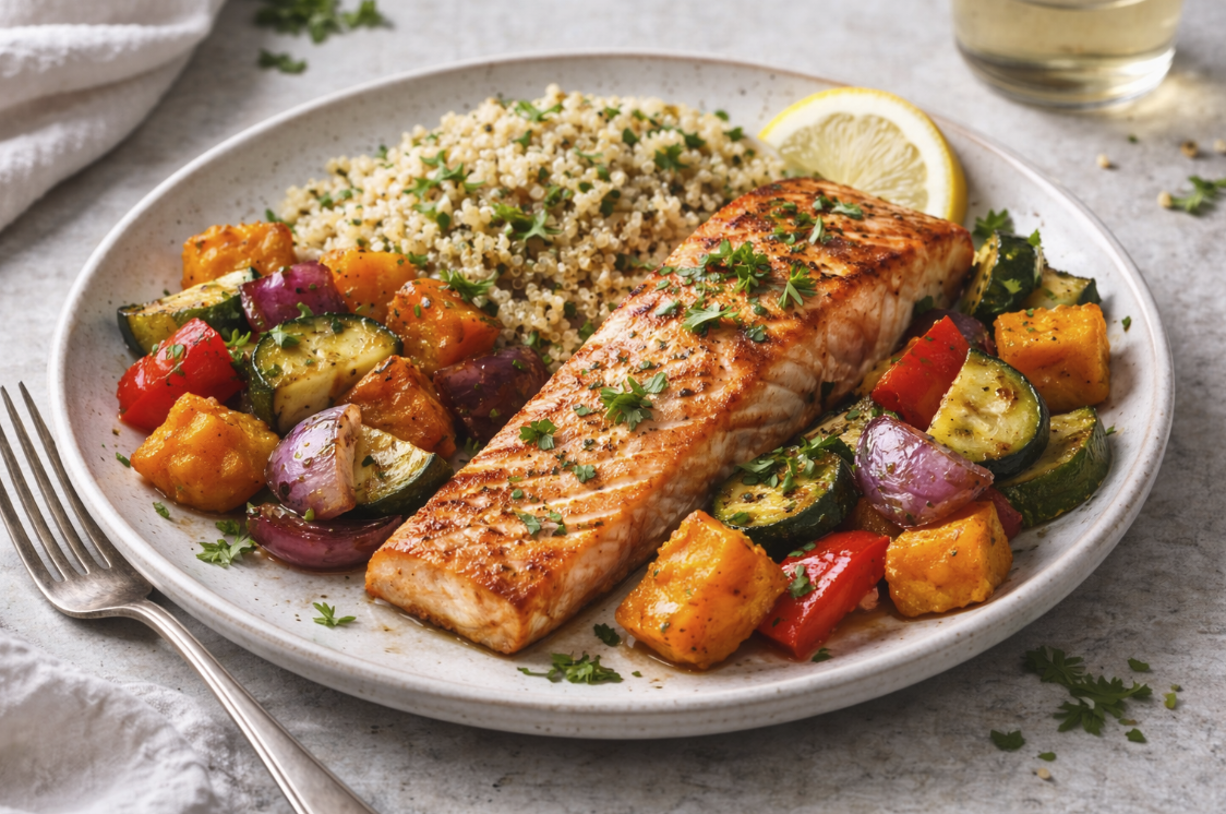 Grilled Salmon with Quinoa & Roasted Vegetables (Single&nbsp;Serve)