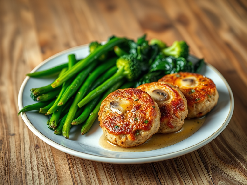 Turkey & Mushroom Rissoles with Greens (Single&nbsp;Serve)