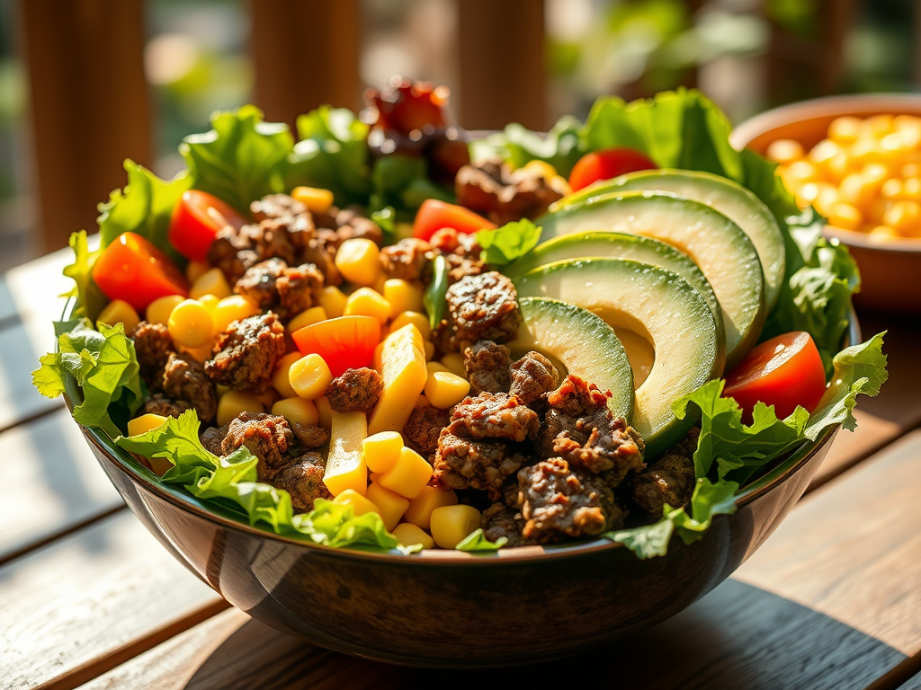 Taco-Style Beef & Corn Salad Bowl (Easy Summer Dinner&nbsp;Bowl)