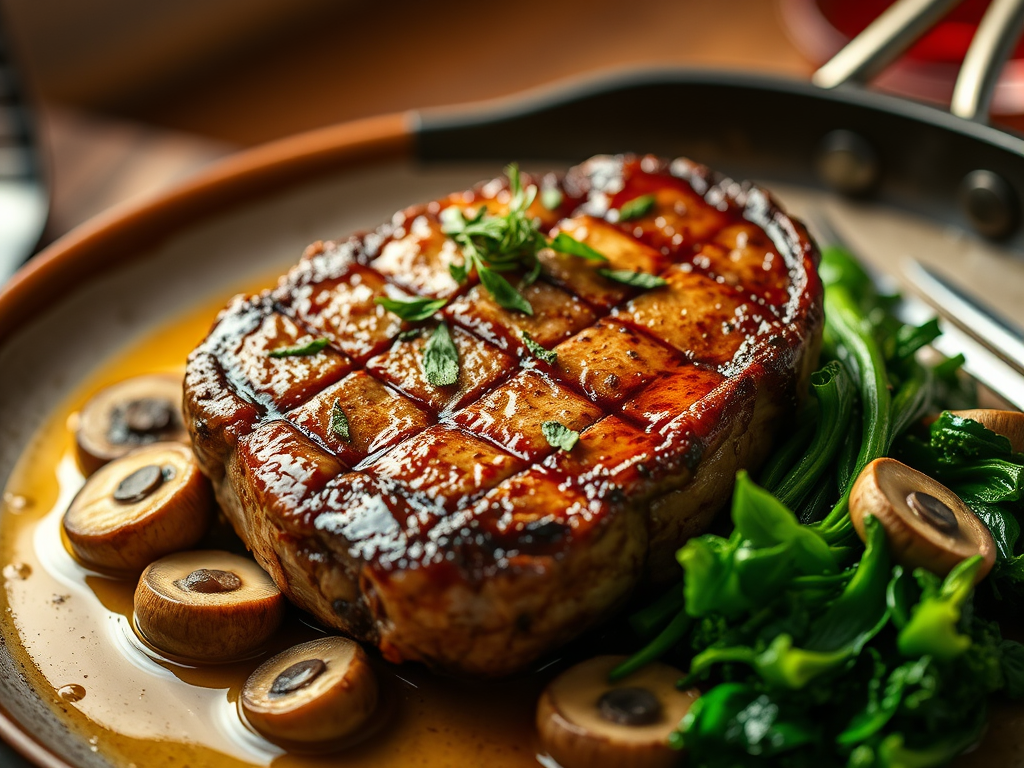 One-Pan Steak with Garlic Butter Mushrooms & Greens (for One or&nbsp;Two)