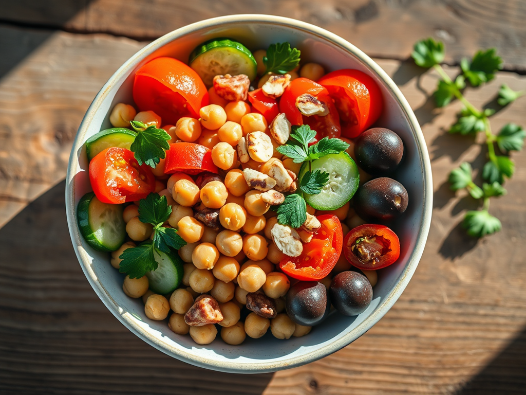 Mediterranean Chickpea Crunch Bowl (Easy Summer Plant-Based&nbsp;Dinner)