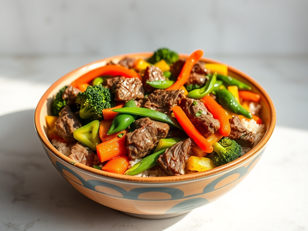 Beef & Veggie Stir-Fry with Brown Rice (Single&nbsp;Serve)