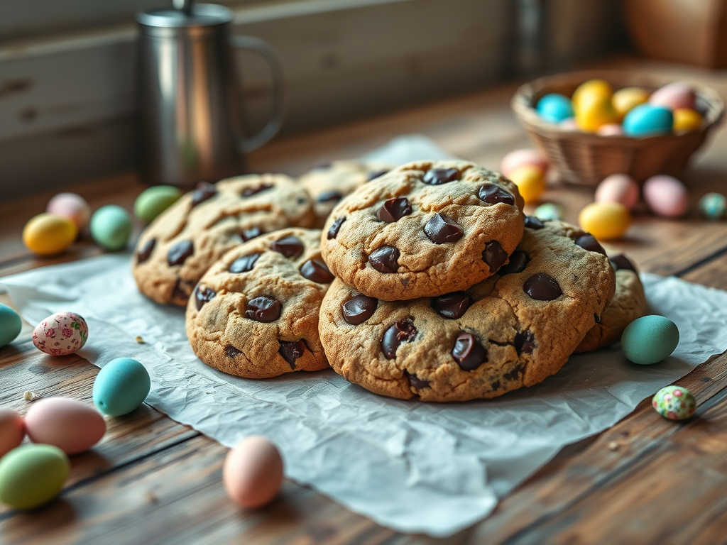 Soft, chewy cookies made with chunks of Easter chocolate instead of chips.