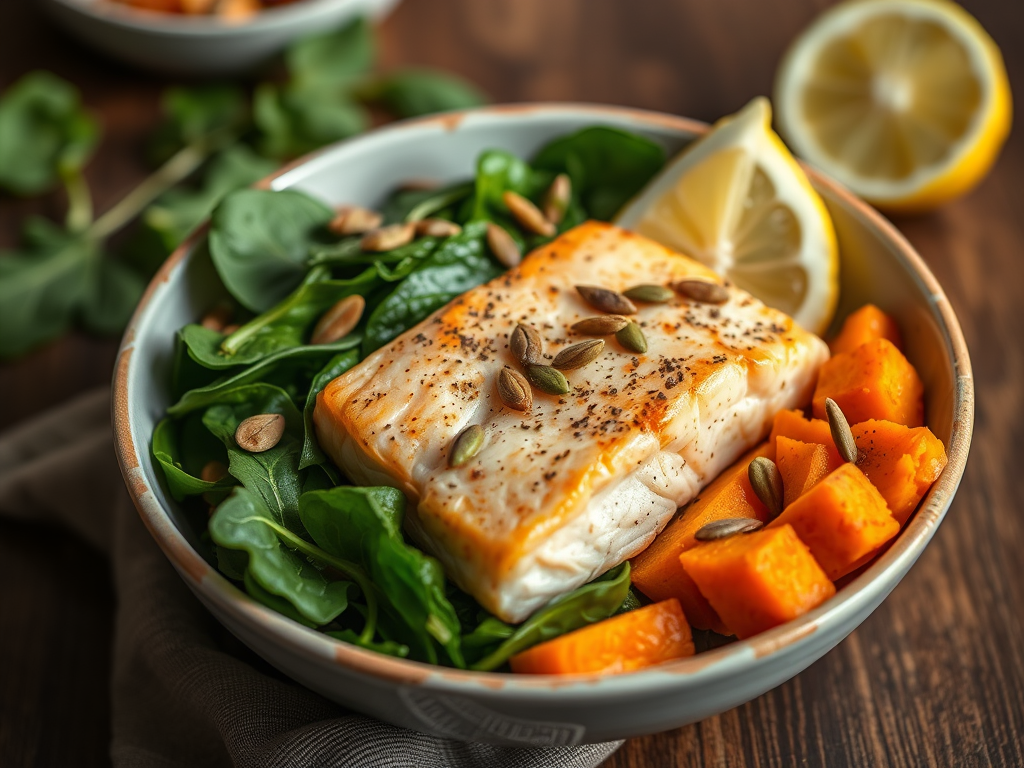 Salmon, Spinach & Sweet Potato Bowl (Eye-Boosting Power Meal)
