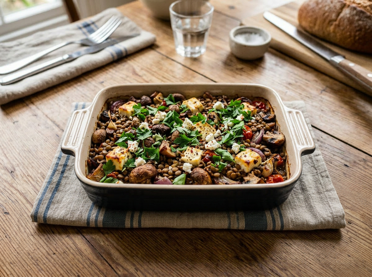 Balsamic Mushroom, Lentil & Feta Roast Tray (For One)