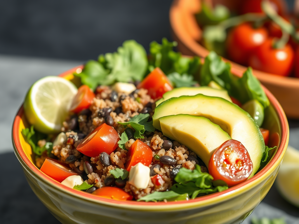 Quinoa Black Bean Taco Salad for One (Fresh, Filling, 15-Minute Meal)