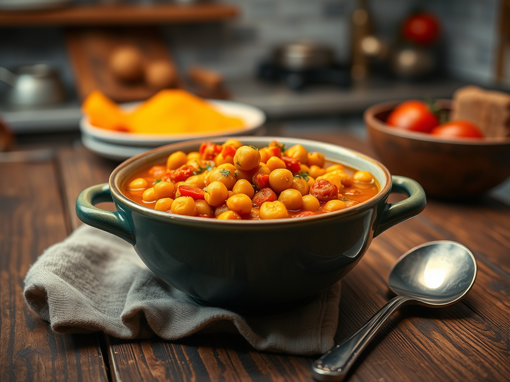 Turmeric Chickpea & Tomato Stew (Healthy Winter Vegetarian Meal for One)