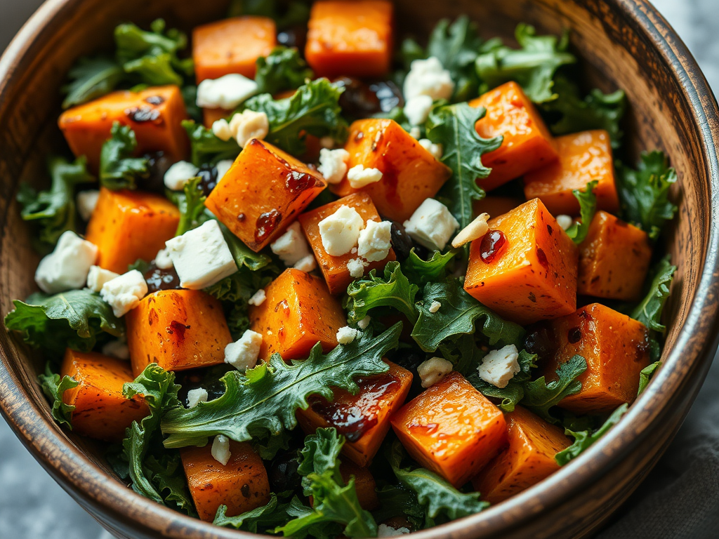 Sweet Potato, Kale & Ginger Warm Salad (Healthy Winter Meal for One)