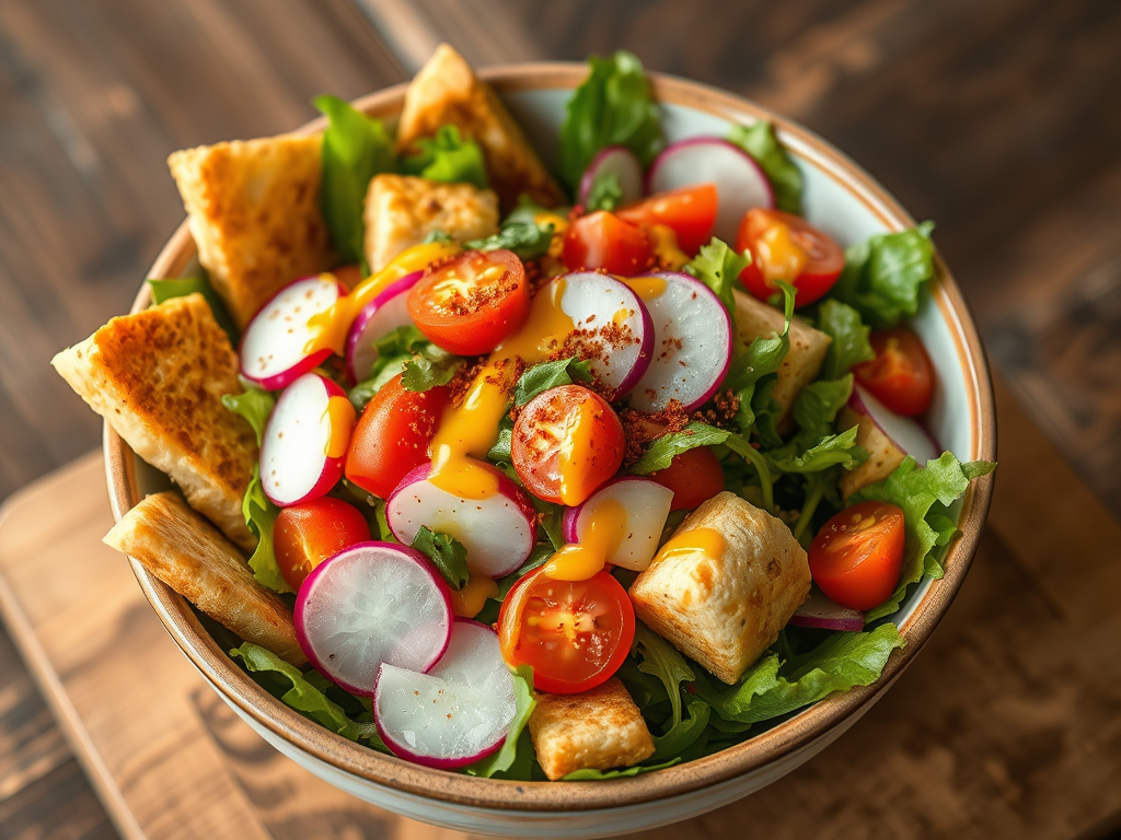 Fattoush (Crispy, Zesty Middle Eastern Salad for One)