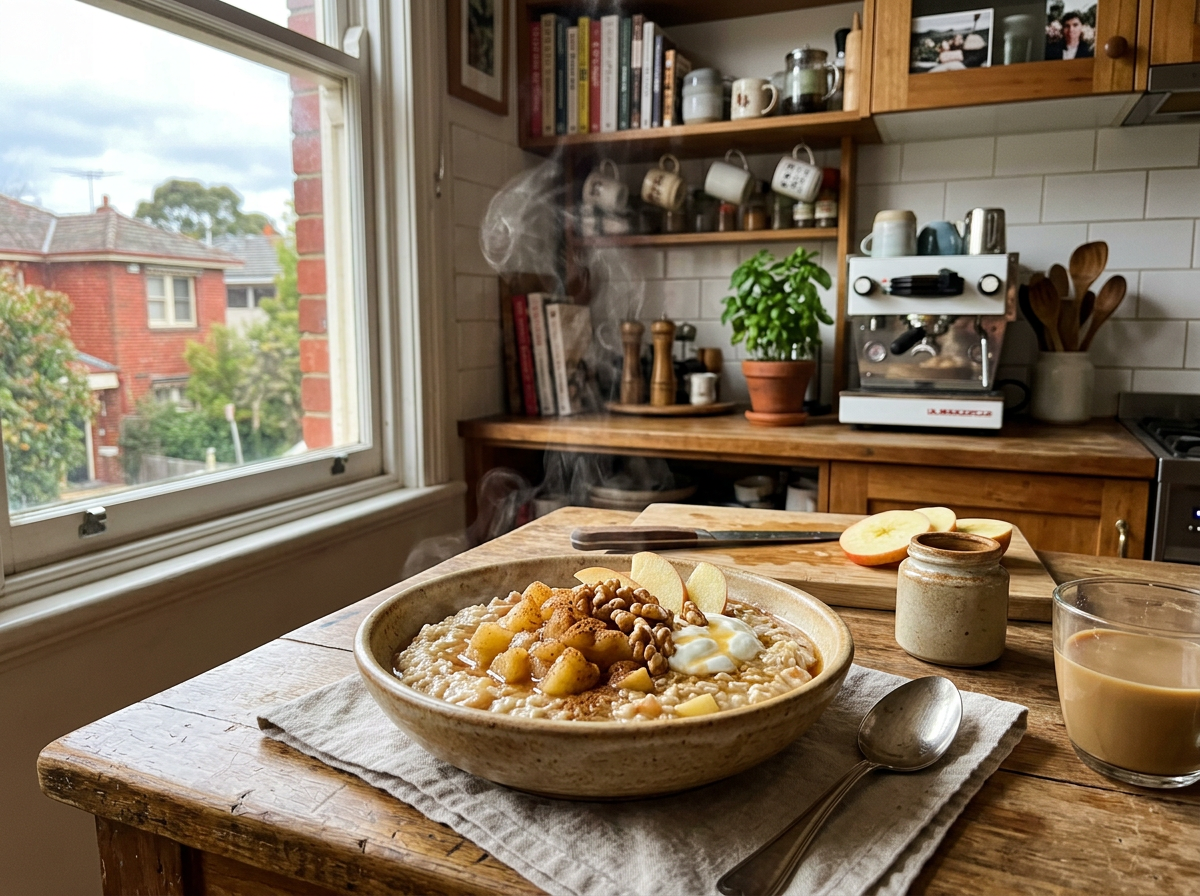 Apple Cinnamon Porridge with Pumpkin Seeds for One | Easy Winter Breakfast