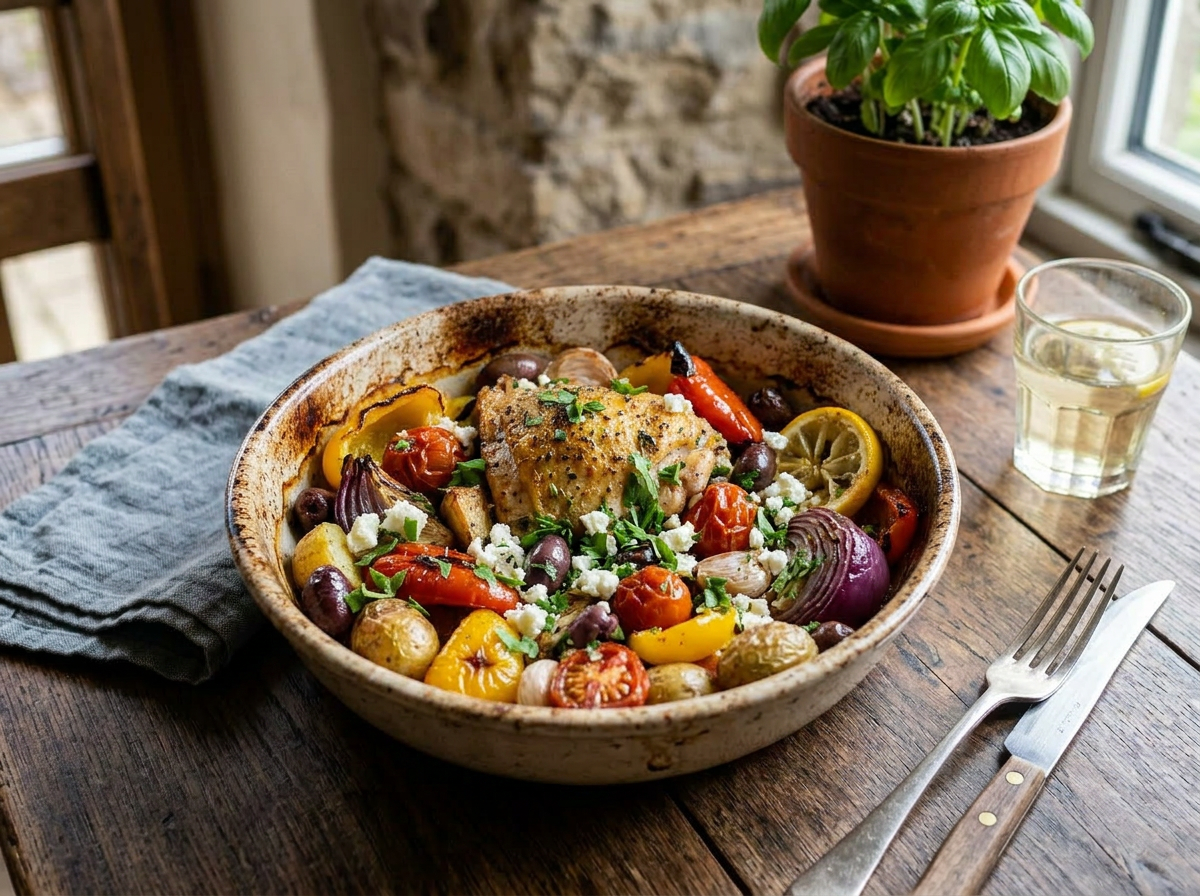 Mediterranean Chicken, Pumpkin & Chickpea Bake (For One)
