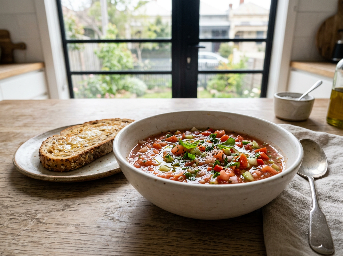 Gazpacho Without a Blender | Easy Cold Soup for One