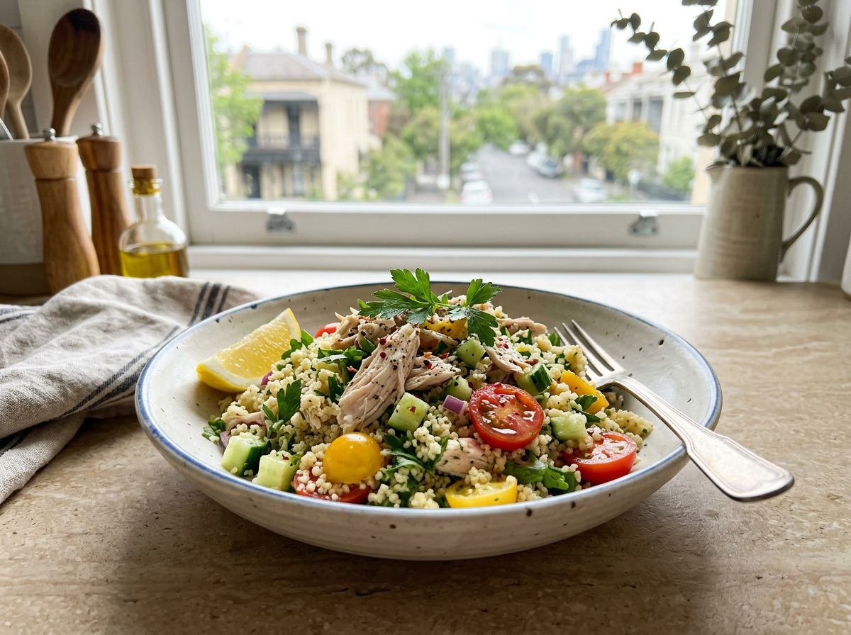 Lemon Chicken Couscous Salad for One | Easy Summer Lunch